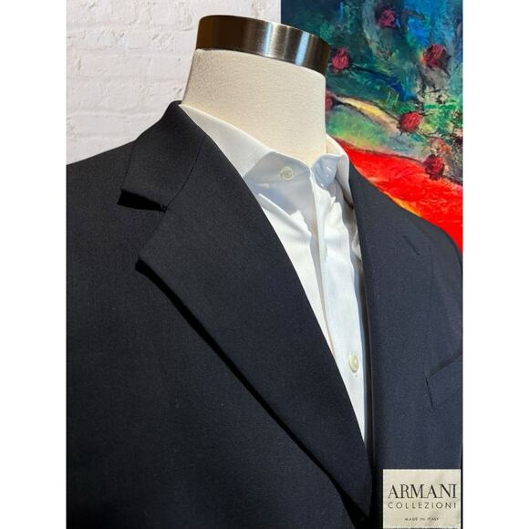 Armani Collezioni 42L Dark Navy Blue 3-Button Blazer Sport Coat Suit Jacket - Picture 3 of 13